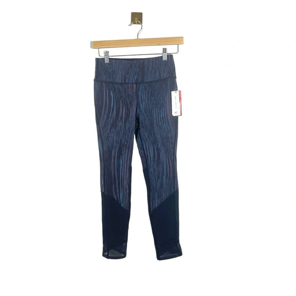 NWT New Balance Printed Elixir Mesh Athletic Leggings in Black/Blue Size S - Picture 3 of 12